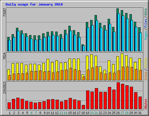 Daily usage for January 2018