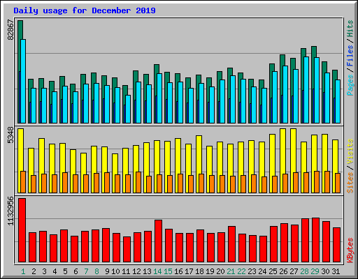 Daily usage for December 2019