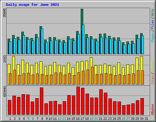 Daily usage for June 2021