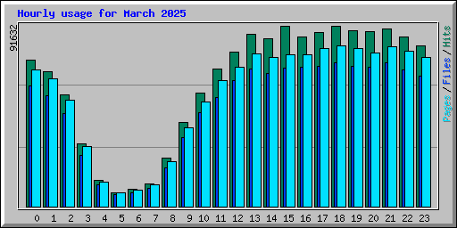 Hourly usage for March 2025